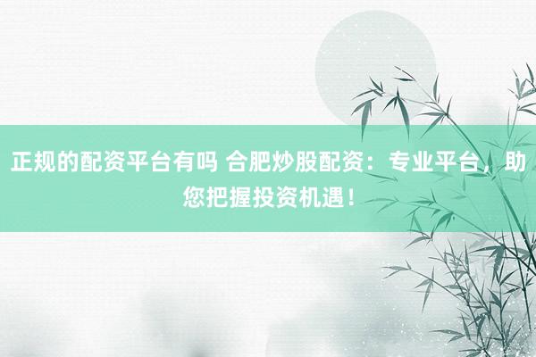 正规的配资平台有吗 合肥炒股配资：专业平台，助您把握投资机遇！