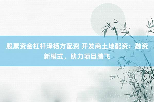 股票资金杠杆泽杨方配资 开发商土地配资：融资新模式，助力项目腾飞