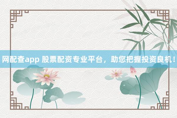 网配查app 股票配资专业平台，助您把握投资良机！