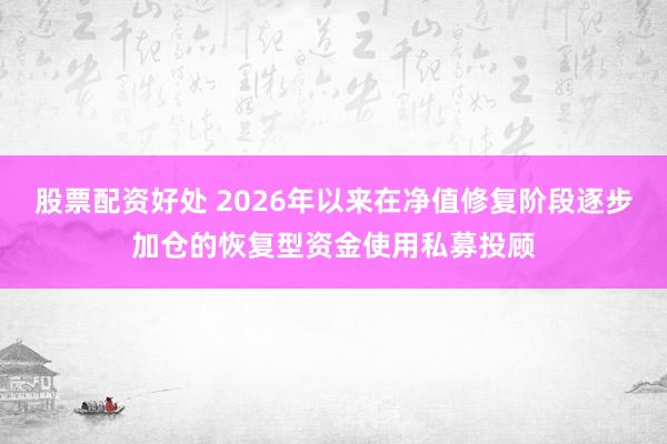 股票配资好处 2026年以来在净值修复阶段逐步加仓的恢复型资金使用私募投顾